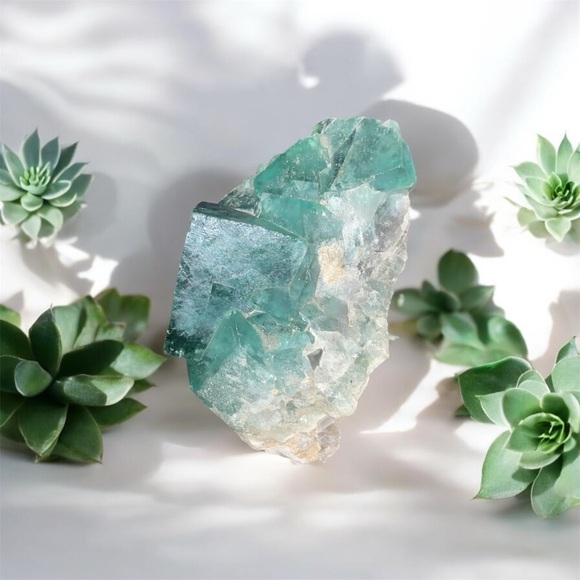 Green Fluorite Natural Crystal Cluster | One Piece Set - Picture 2 of 5